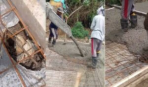 Pengerjaan proyek jalan rigid beton di Desa Kemiri (17/01/2026)