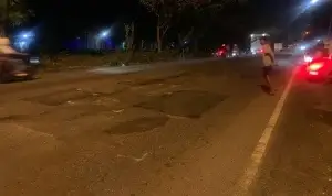 Tambalan Aspal Diduga Asal Jadi di Jalan Nasional Bojonegoro Kembali Makan Korban