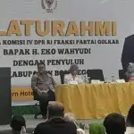 Anggota DPR RI Komisi IV Fraksi Golkar Eko Wahyudi menggelar silaturahmi bersama penyuluh pertanian, perikanan, dan kehutanan se-Kabupaten Bojonegoro di Eastern Hotel, Jumat (9/5/2026)