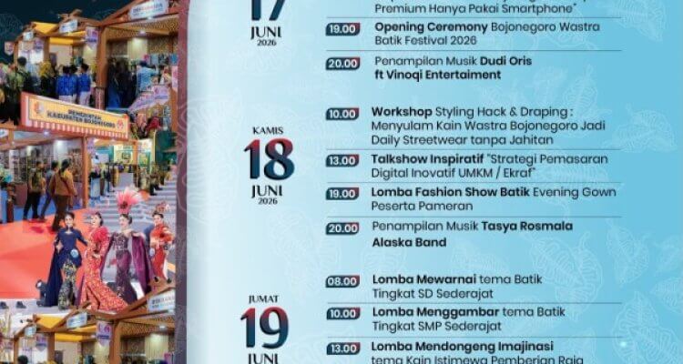 Hari Ini Hingga 20 Juni 2026, Bojonegoro Wastra Batik Festival Siap Digelar