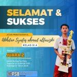 Seorang siswa SMP MBS Al Amin Religi (Riset dan Teknologi) yang tergabung dalam Tim Bojonegoro Selection berhasil menyumbangkan gelar juara