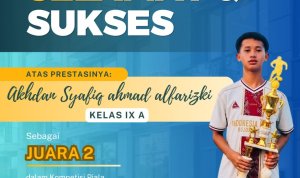 Seorang siswa SMP MBS Al Amin Religi (Riset dan Teknologi) yang tergabung dalam Tim Bojonegoro Selection berhasil menyumbangkan gelar juara